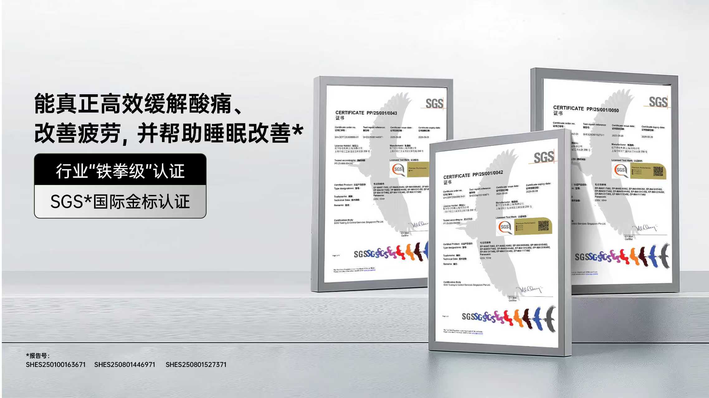 松下REAL PRO获奖SGS证书