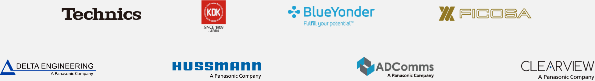 Technics、KDK、BlueYonder、FICOSA、DELTA ENGINEERING、HUSSMANN、CLEARVIEW